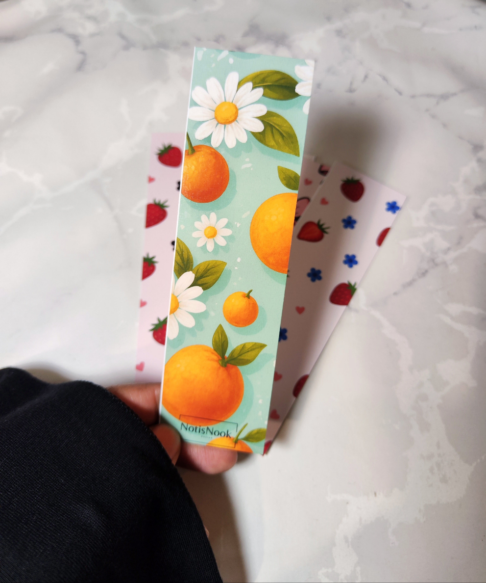 Bokmärken – 5-pack Blommor & Fruktmotiv