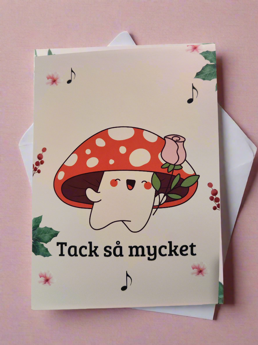 Tack kort- Svamp Storlek A6