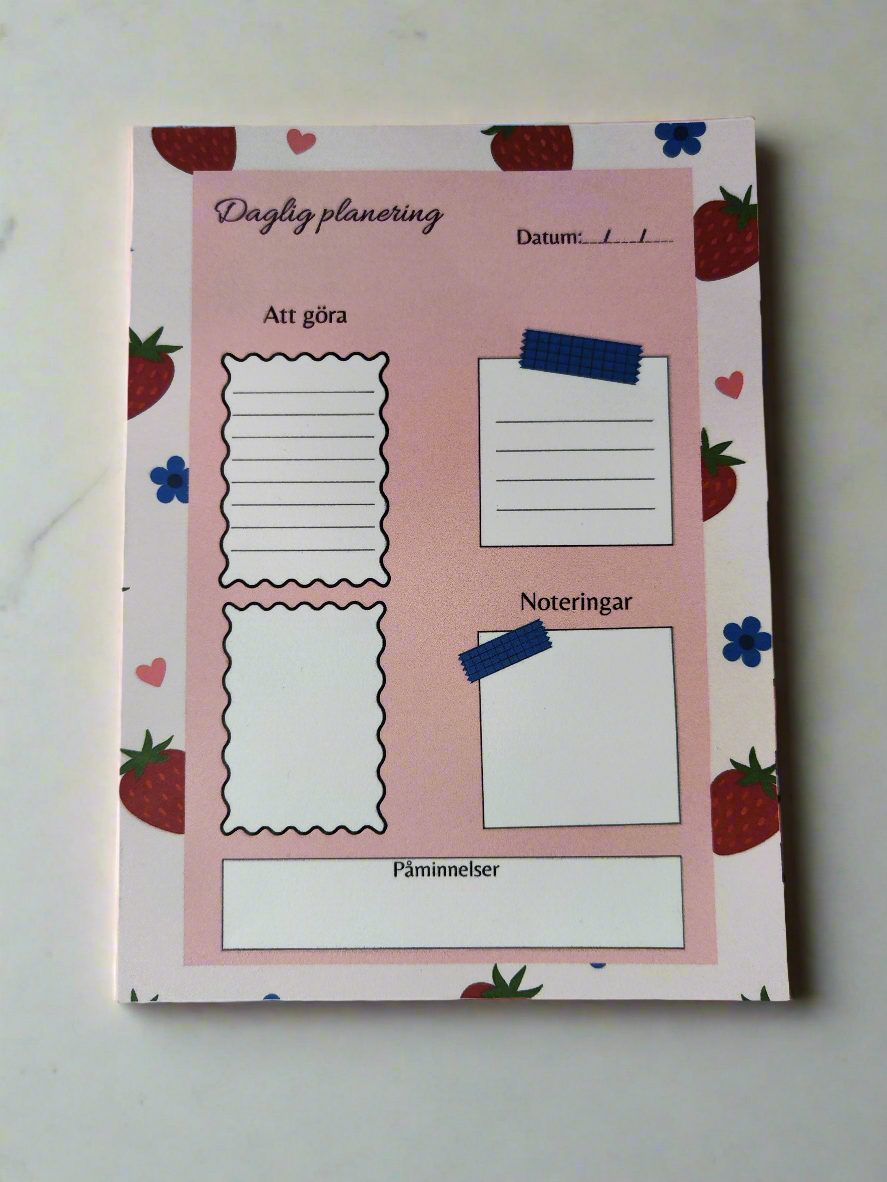 To-Do List Block – Jordgubbar blommor