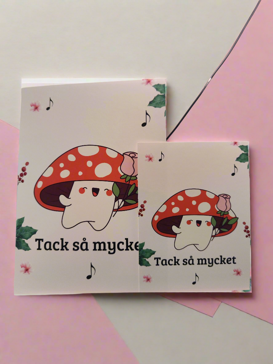 Tack kort- Svamp Storlek A6