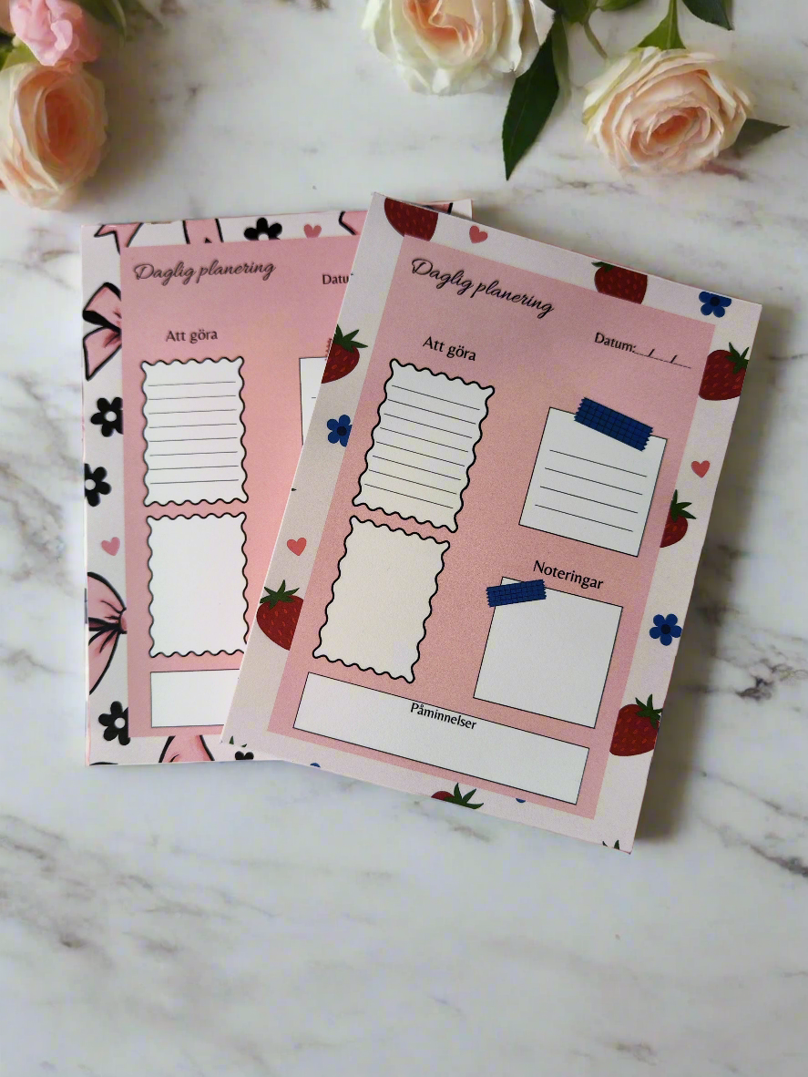 To-Do List Block – Jordgubbar blommor