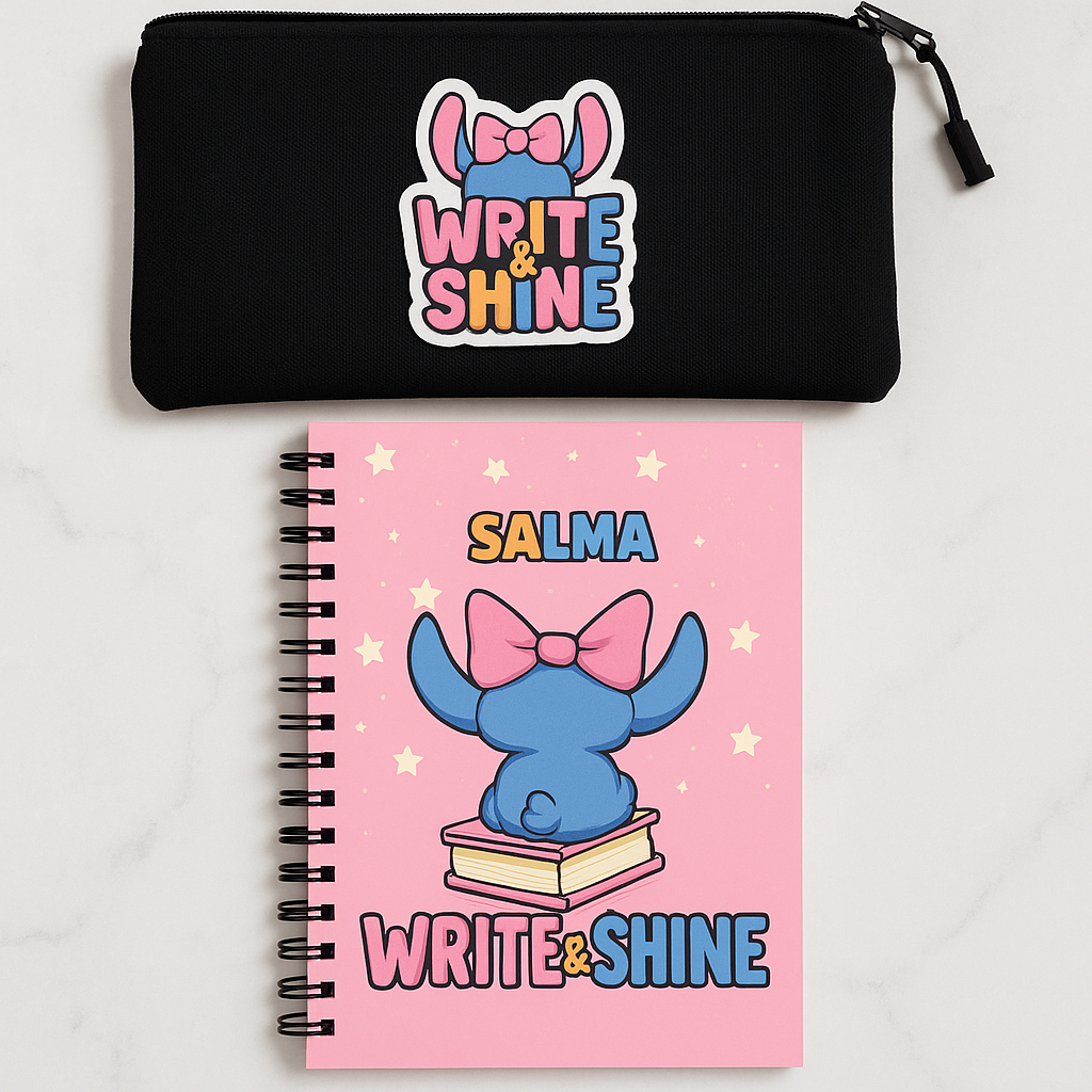 Write & Shine – Matchande Set med Pennfodral & Anteckningsbok