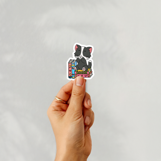 Vinyl Sticker – Cozy Reader Cat