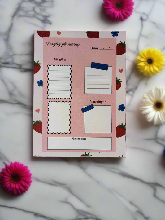 To-Do List Block – Jordgubbar blommor