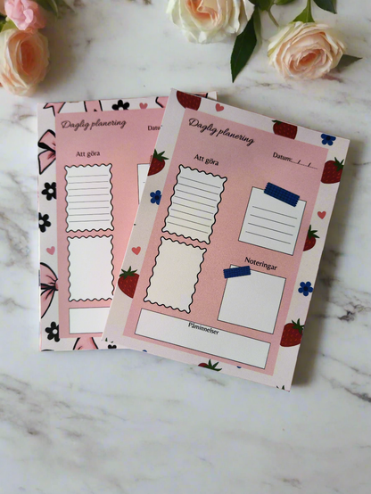 To-Do List Block – Jordgubbar blommor
