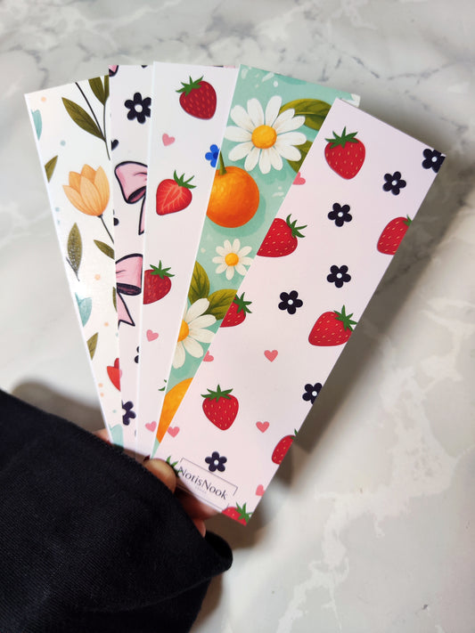 Bokmärken – 5-pack Blommor & Fruktmotiv